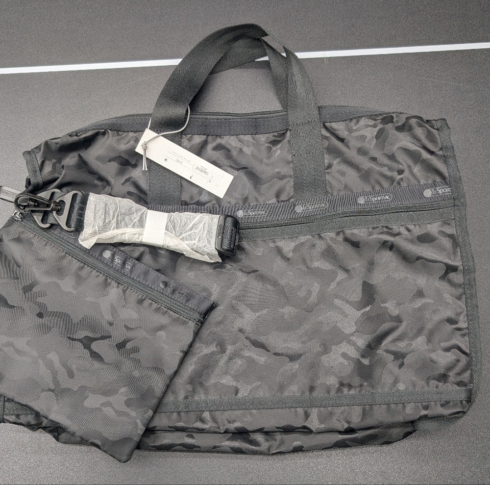 Lesportsac Black Camo Travel Weekender with Zip Pouch